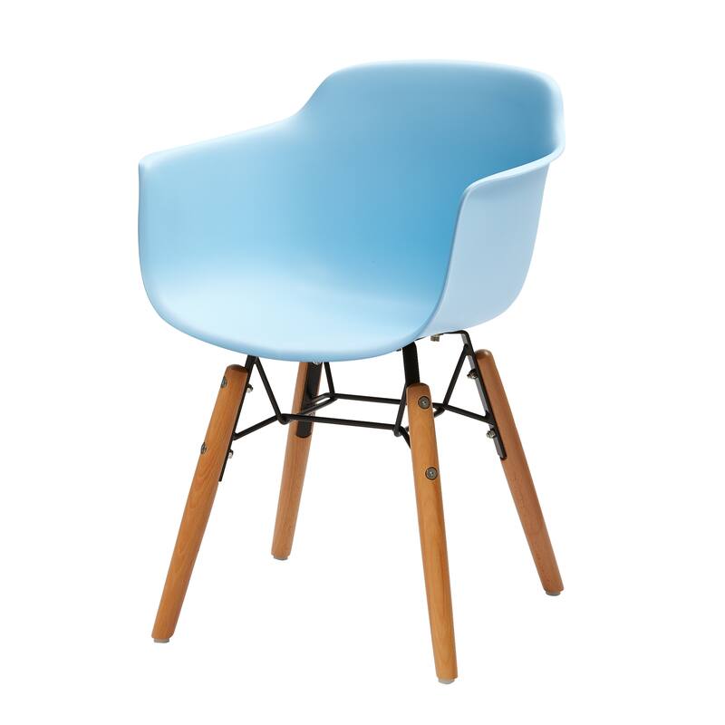 HomeRoots Set Of Four Blue And Brown Heavy Duty Plastic And Wood Juvenile Side Chairs - 16.00 in. x 23.00 in. x 15.00 in.