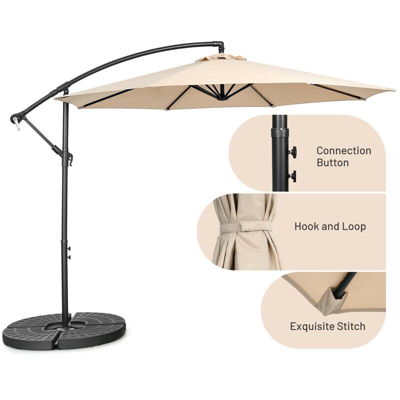 10ft Cantilever Patio Umbrella with Crank and Cross Base