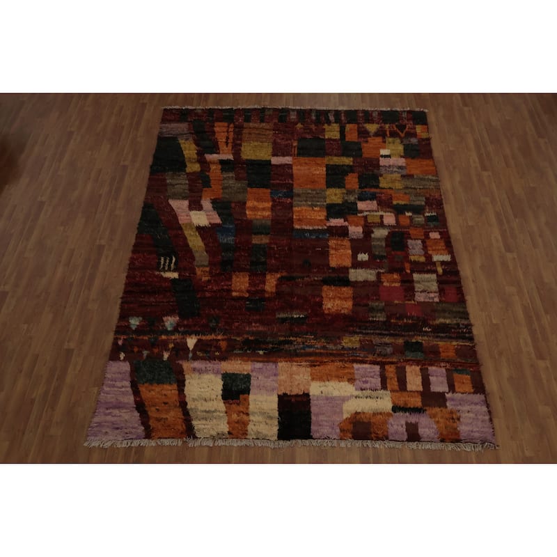 Hand Knotted Oriental 100% Wool Carpet Modern Tribal Red Moroccan Area Rug - 11' 8'' X 8' 11''