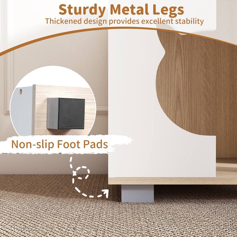 Gymax Cat Bed Side Table w/Head-shaped Entry & Metal Legs Modern End