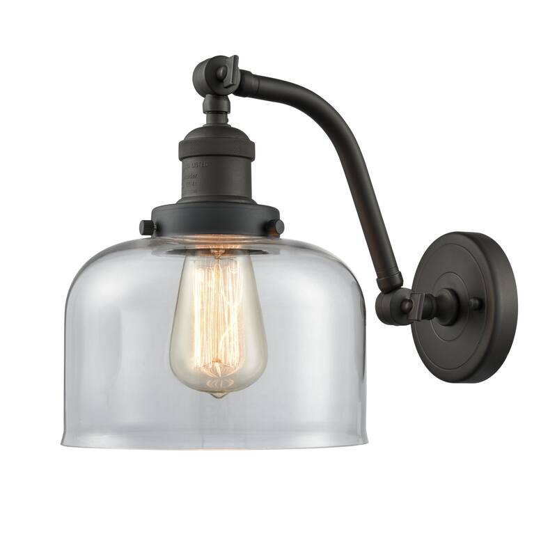Innovations Lighting Large Bell Single Light 12" Tall Bathroom Sconce - Oiled Rubbed Bronze / Clear