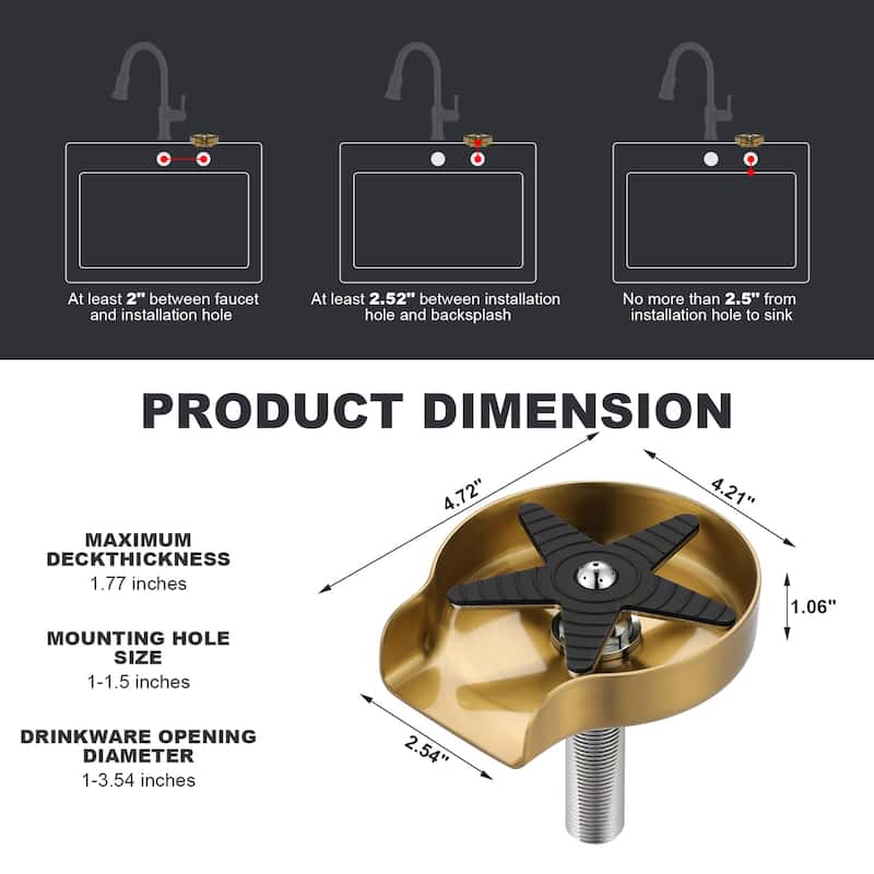 Metal Glass Rinser for Kitchen Sink