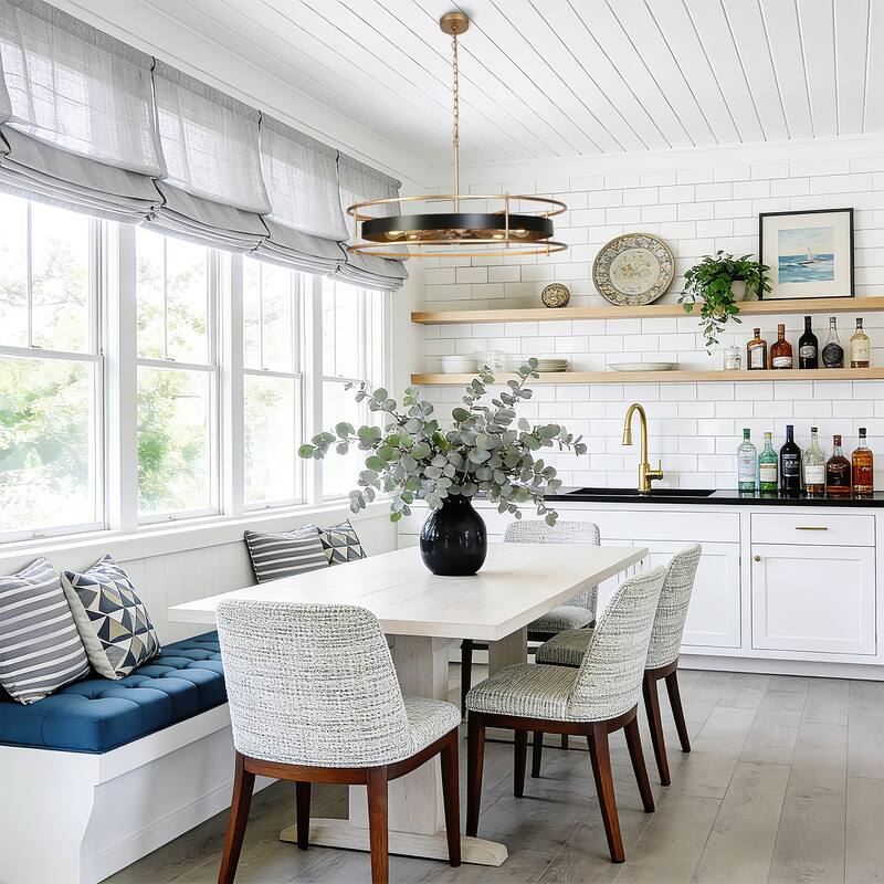 31" Modern Luxury 8-Light Black Gold Wheel Chandelier Oversize Pendant Light for Kitchen Island - 31.6 " × 17.5 "