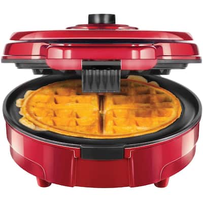 Chefman Anti-Overflow Belgian Waffle Maker, Red