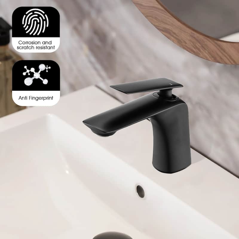 Single Handle Bathroom Sink Faucet with Pop Up Drain and Water Supply Hose, Anti Fingerprint, Anti Corrosion, Scratch Resistant