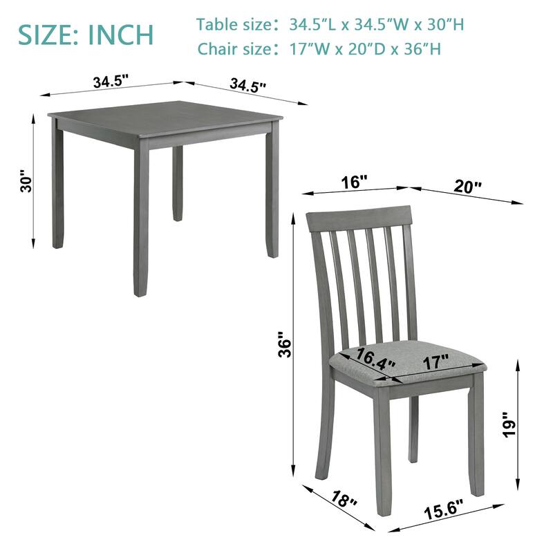 5 Piece Dining Set with 4 Upholstered Chairs
