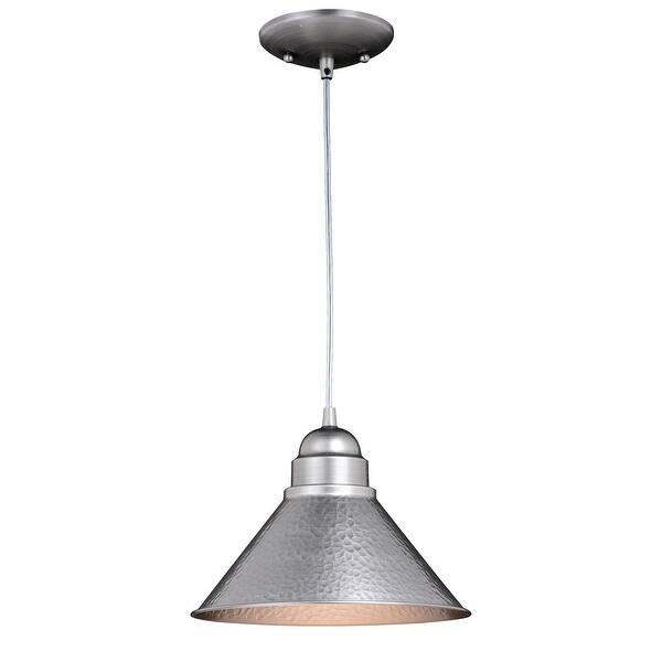 slide 2 of 10, Outland 1 Light Pewter Farmhouse Outdoor Barn Dome Pendant - 10-in W x 7.5-in H x 10-in D Brushed Pewter - 10-in W x 7.5-in H x 10-in D