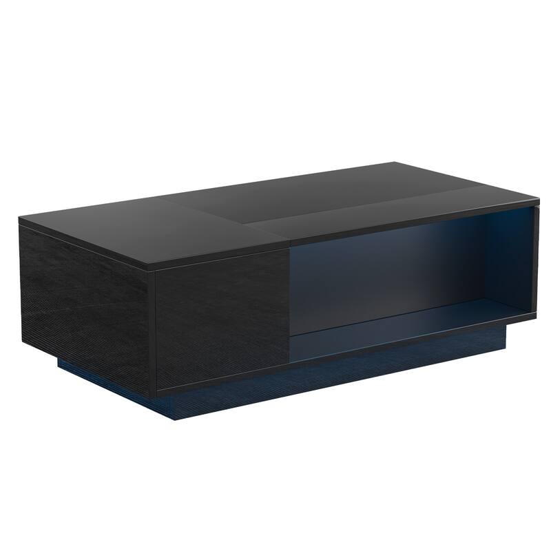 Pocassy 47" Coffee Table with Storage High Gloss Surface