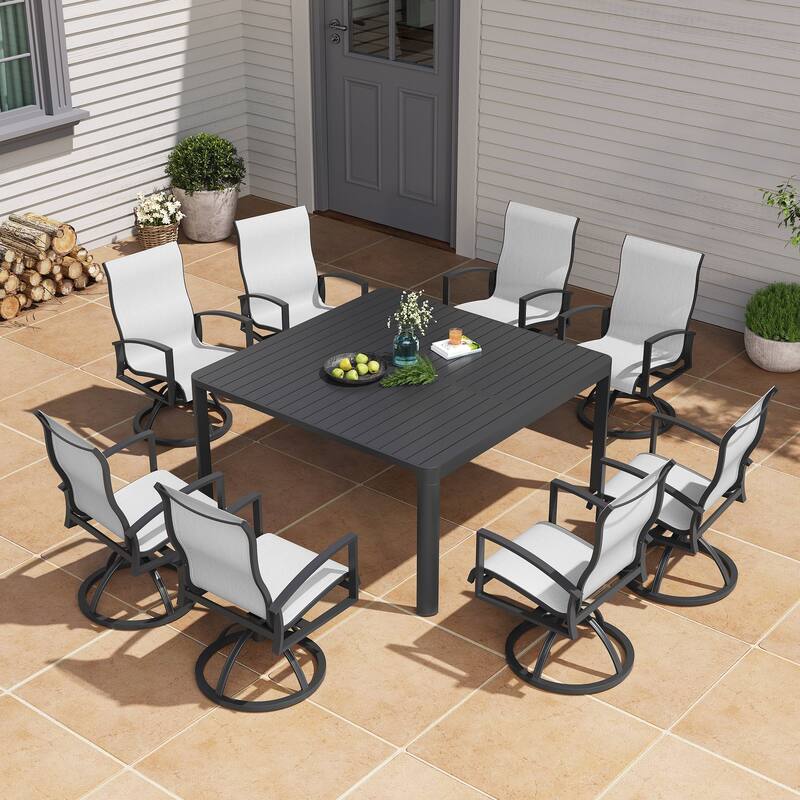 Outdoor Patio Aluminum Swivel Dining Chairs Armchair Sunbrella Fabric