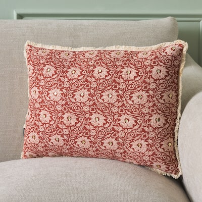 SAFAVIEH Home Steph 14W x 20L-inch Brick Red Cotton Lumbar Pillow