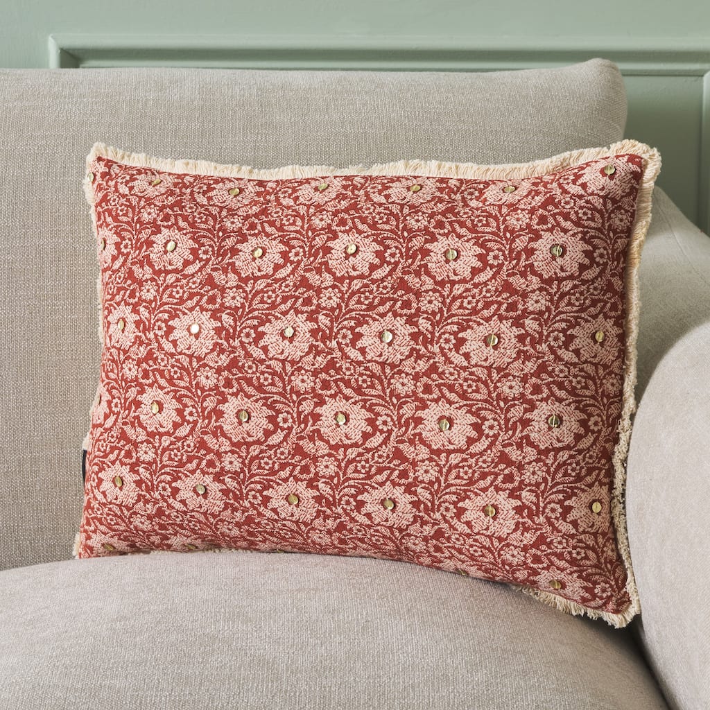 SAFAVIEH Home Steph 14W x 20L-inch Brick Red Cotton Lumbar Pillow