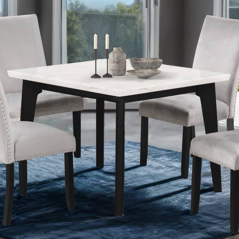 Furniture of America Fieny Modern Genuine White Marble Square 54-inch Dining Table