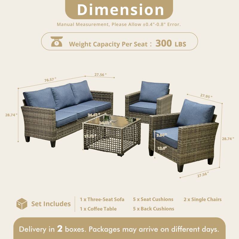 XIZZI Outdoor Wicker Patio Furniture Conversation Set