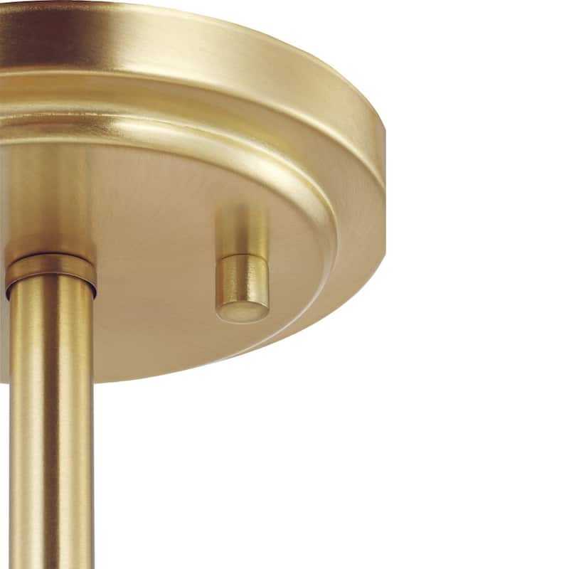Adley Collection Three-Light Satin Brass Etched White Glass New Traditional Semi-Flush Convertible Light