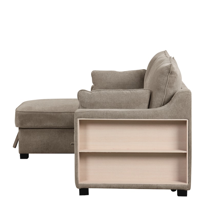 MERAX L-Shaped Couch Convertible Sofa Bed with Storage Chaise