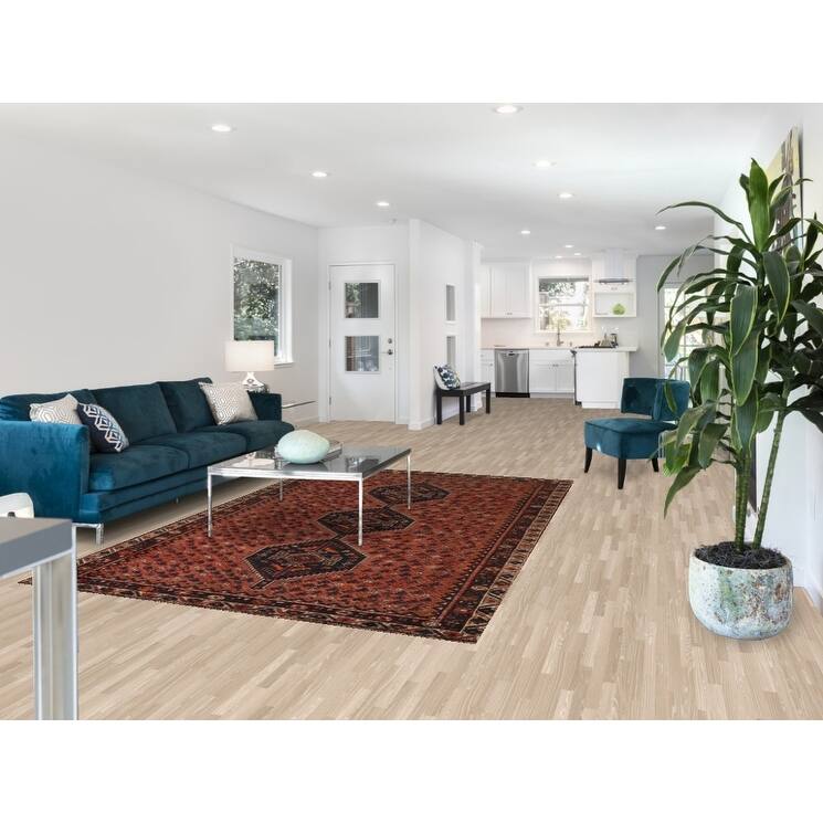 Vegetable Dye Coral Qashqai Persian Antique Rug Handmade Wool Carpet - 5'11"x 9'0"