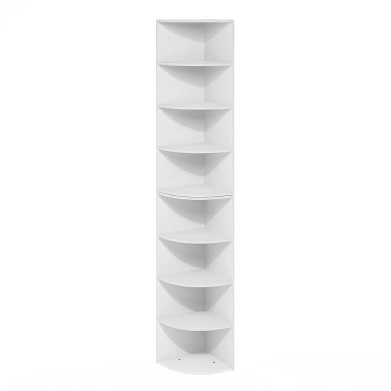 70.87 in. Tall White Wood 8-Shelf Bookcase