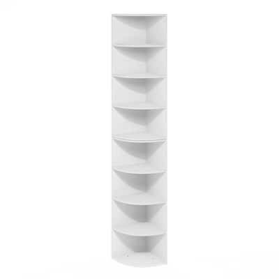 70.87 in. Tall White Wood 8-Shelf Bookcase