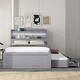 preview thumbnail 2 of 15, Twin Platform Bed with LED Storage Headboard, Charging Station, Trundle and Drawers