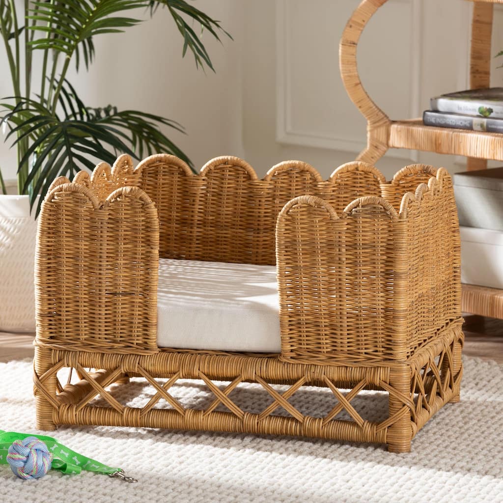 Palm Bohemian Light Honey Rattan Pet Bed