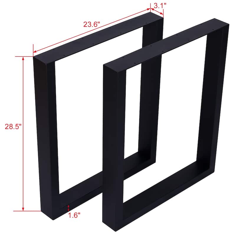 28" Square Table Legs, Wide Metal Table Legs , Heavy Duty Steel Desk Legs Table Leg Dining Table Legs Coffee Desk Leg, Set of 2