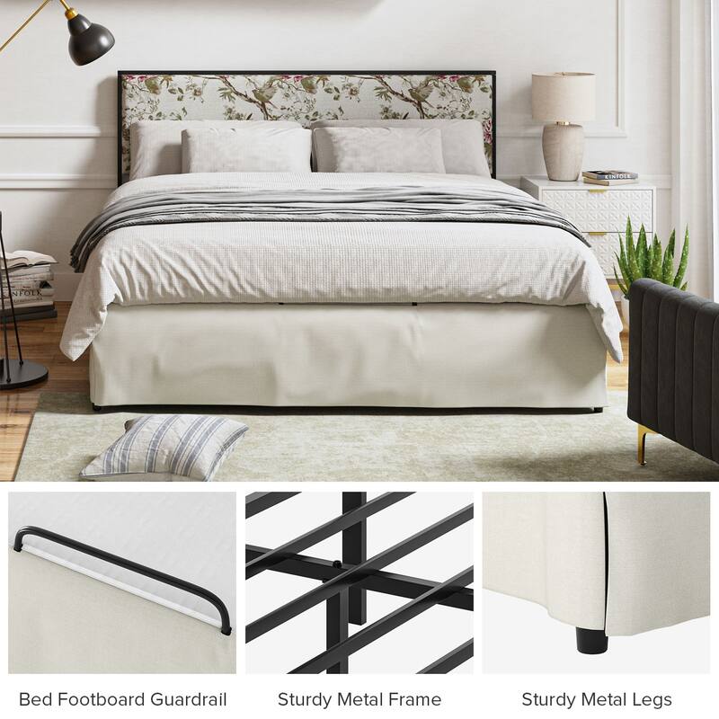 Oliver Modern Washable Slipcover Bed Upholstered Metal by HULALA HOME