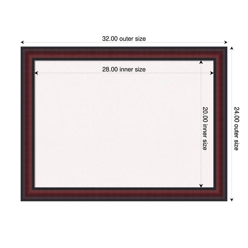 Dalat Cherry Framed Cork Board - Bulletin Board, Organization Board, Pin Board - White - 32 x 24 in