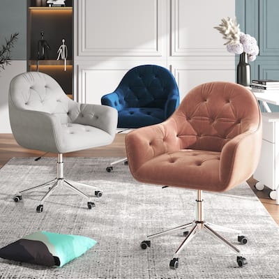 Corvus Hernals Velvet Tufted Adjustable Swivel Home Office Chair