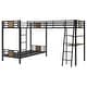 preview thumbnail 6 of 7, L-Shaped Twin Bunk Kids Bed Frame with Loft, Desk & Shelves, Easy Assembly, Brown