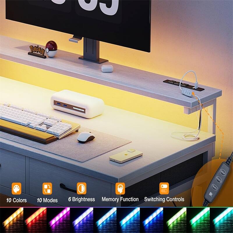 40 Inch Small Desk with Fabric Drawers