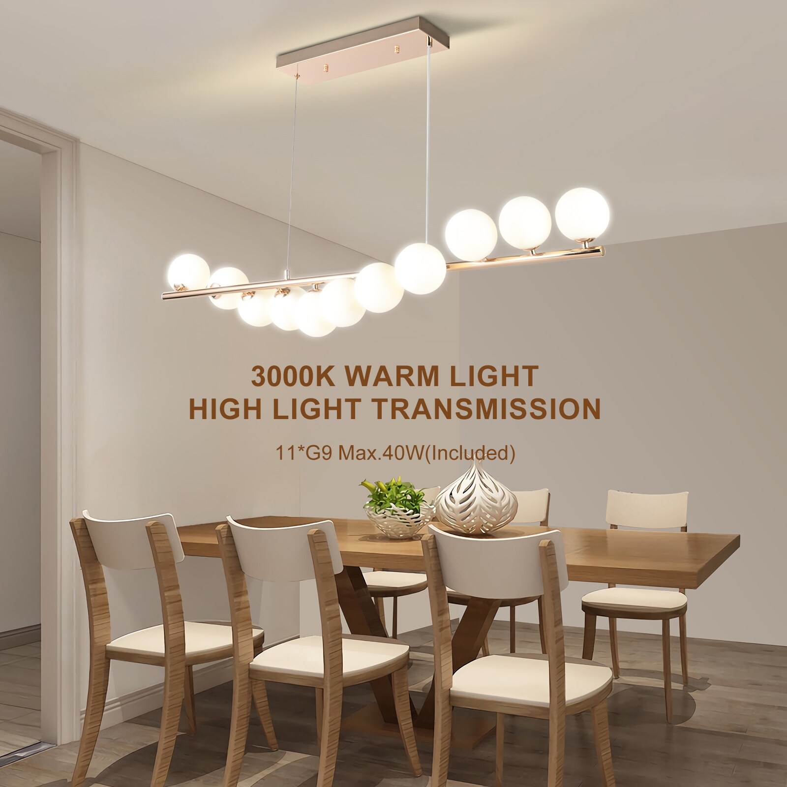 Gold Hanging Pendant Light with Milky Glass Ball Lampshade for Dining Room G9 bulbs Included On Sale Bed Bath Beyond 41579011