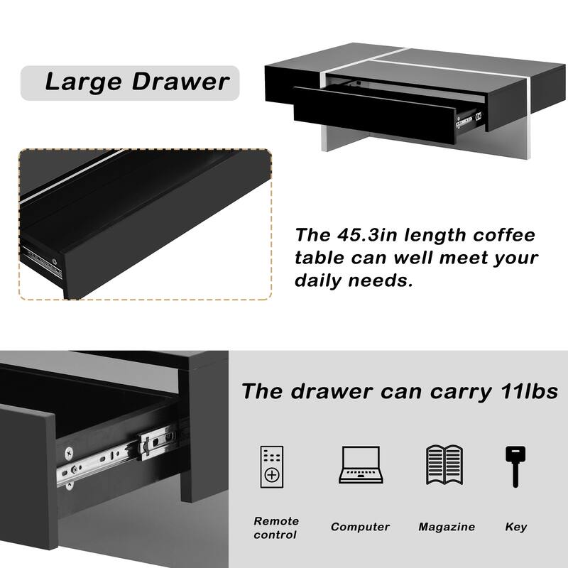 Modern High Gloss Surface Center Table with A Large Drawer