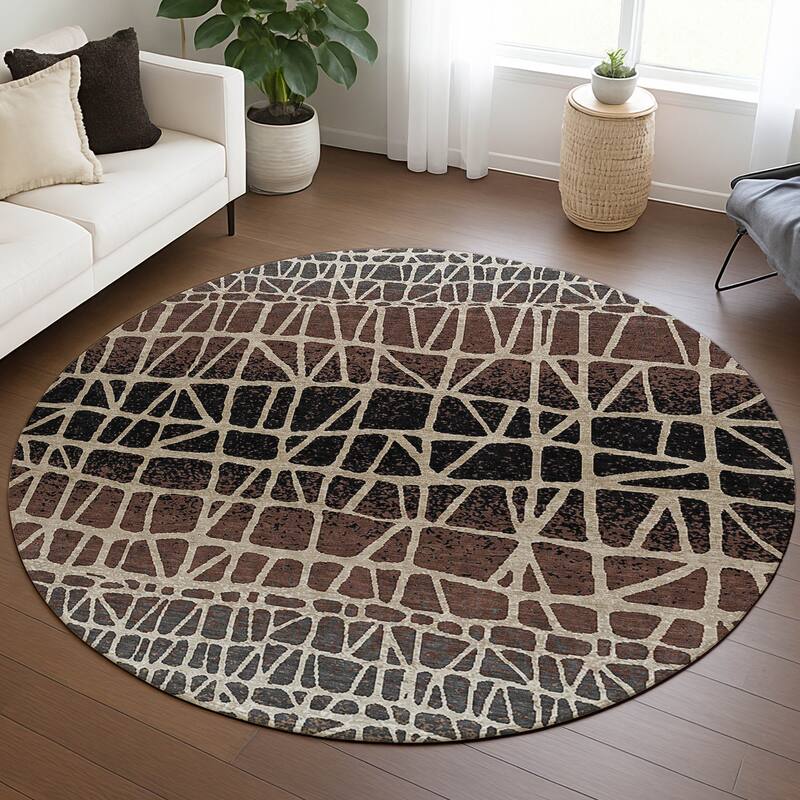 Machine Washable Indoor/ Outdoor Boho Global Chantille Rug