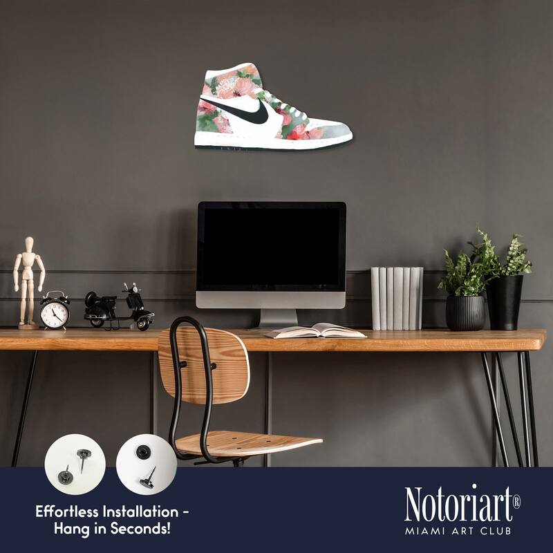 Floral Sneaker Shape Die-Cut Acrylic Wall Art, 19 x 10.5
