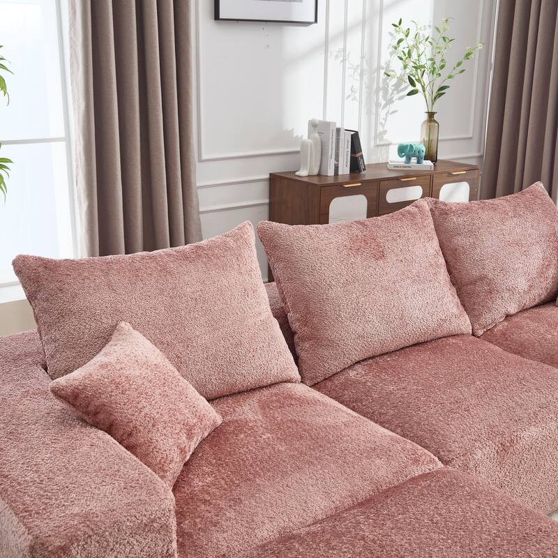 Floor Standing Chaise Lounge Couch L-shape Sectional Sofa with Ottoman