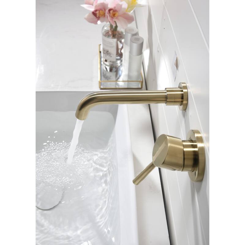 Wall Mounted Bathroom Sink Single Handle Faucet with Pop Up Drain, Silent Splash Proof, No Overflow, Easy Clean