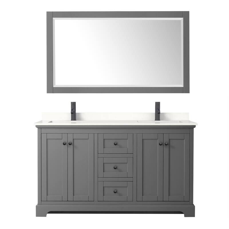 Avery 60-inch Double Vanity, Quartz Top, 58-inch Mirror