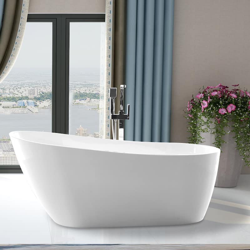 Vanity Art 67" Acrylic Freestanding Soaking Bathtub with Air Bath Option Available