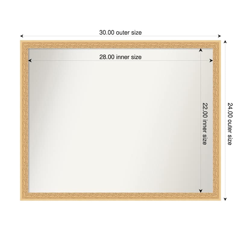 Bethany Non-Beveled Wood Framed Bathroom Vanity Wall Mirror - 30 x 24 in - Bethany Gold