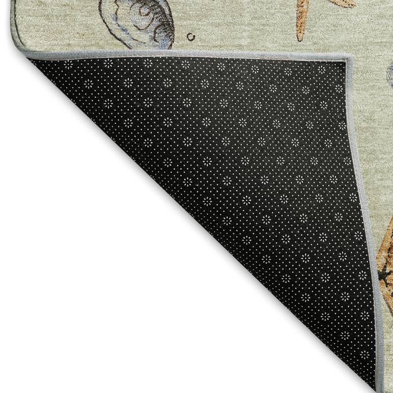 Premium Washable Super Soft Coastal Shell Border Mayfield Rug