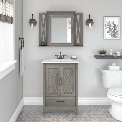Key West 24W Bathroom Vanity Sink with Mirror by Bush Furniture
