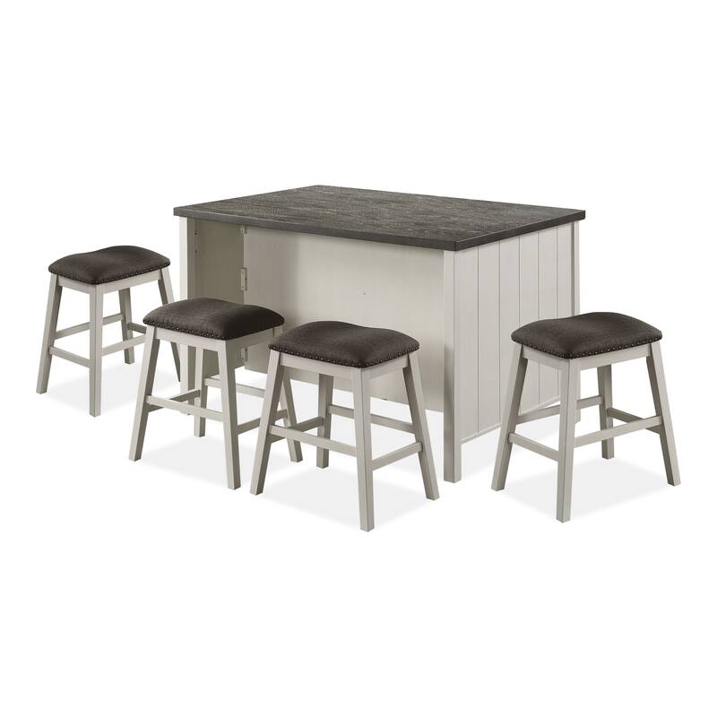 Hanto Transitional White Solid Wood Storage 5-Piece Counter Height Dining Set by Furniture of America