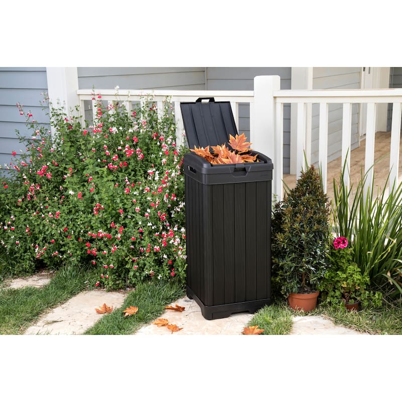 Keter Baltimore 39 Gallon Durable Resin Outdoor Trash Can For Indoor
