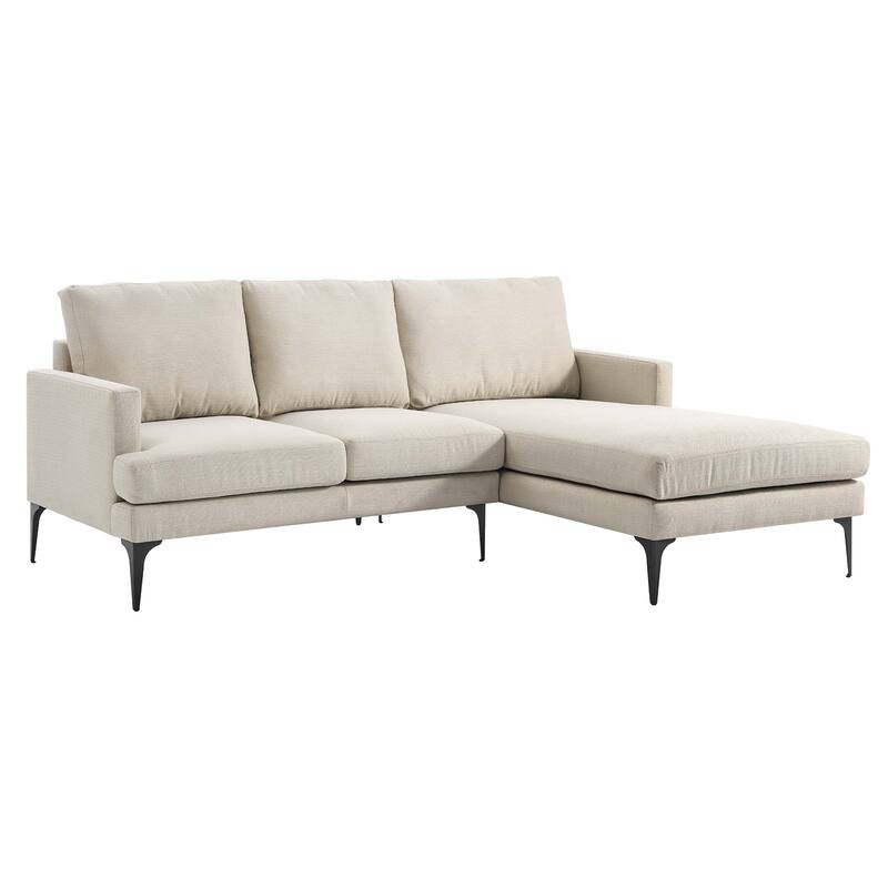 Evermore Right-Facing Upholstered Fabric Sectional Sofa - Beige