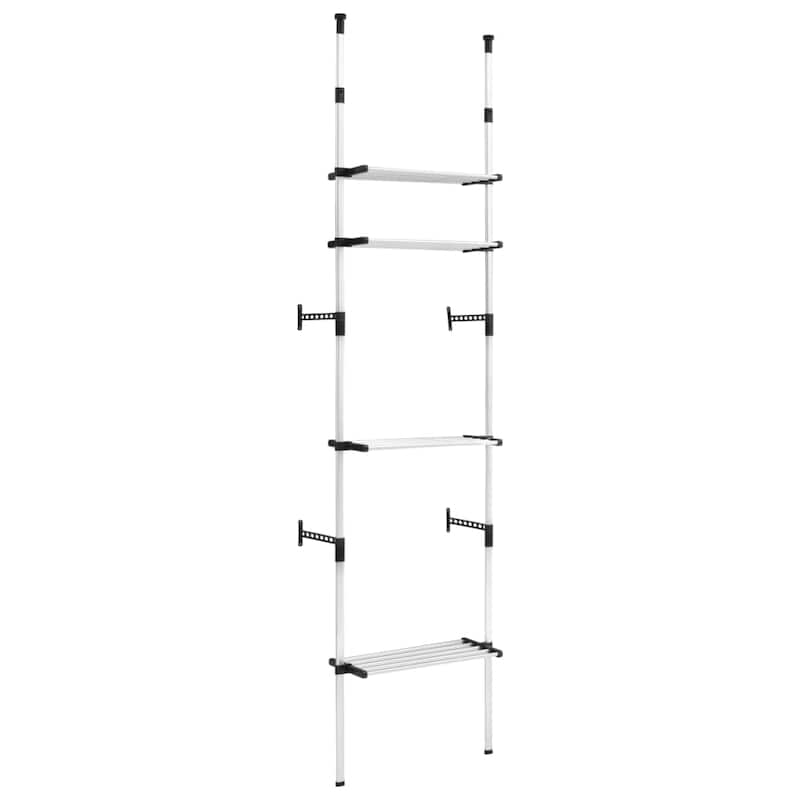 vidaXL Telescopic Wardrobe System with Shelves Aluminum - 27.6" x 15.7" x 98.4"-118.1"