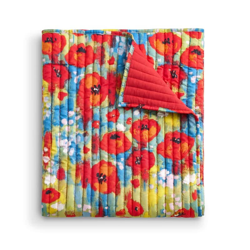 Greenland Home Fashions Poppies Modern Floral Watercolor Throw
