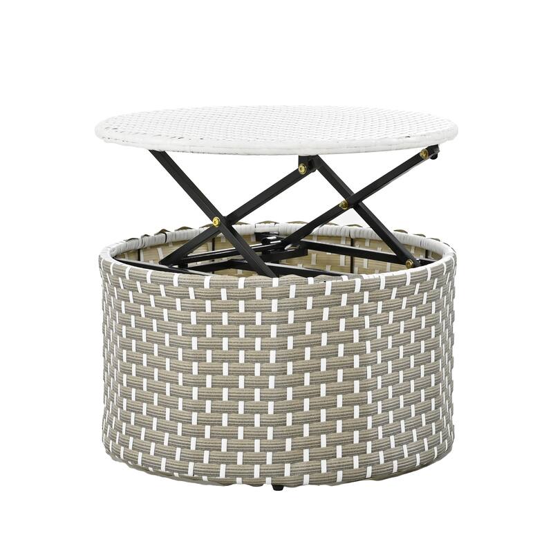 Gray All-Weather PE Rattan Outdoor Round Sectional Daybed Set