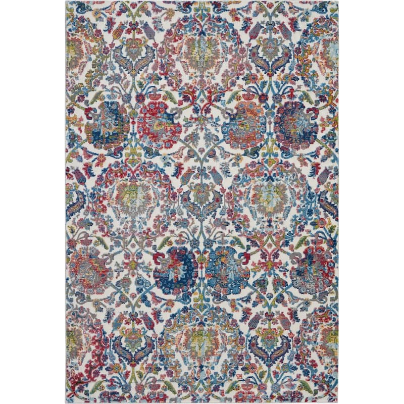 Cibe Power Loomed Distressed Floral Traditional Non Skid Area Rug By HomeRoots - 72' X '48' X '0.5