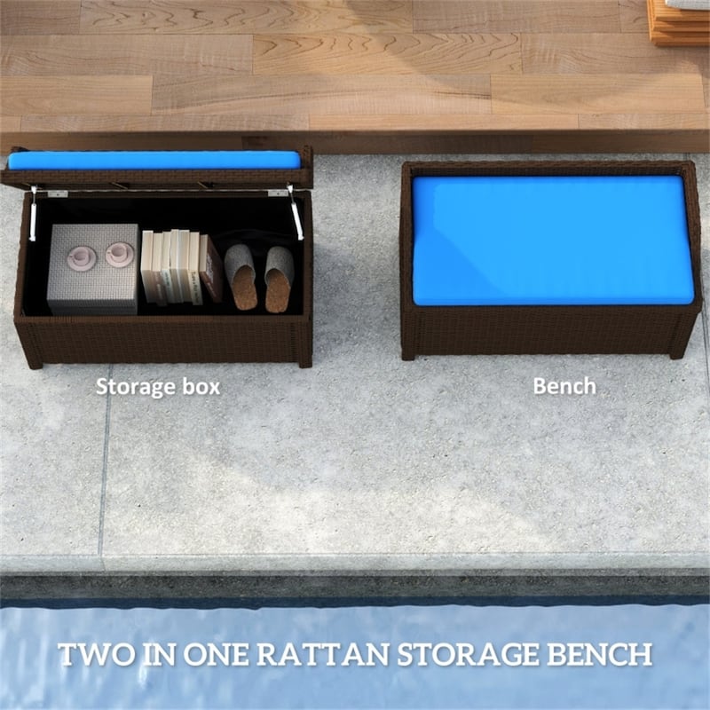 2-in-1 Bench with Storage, Plush Seat Cushion & Heavy-Duty Frame - 40.25" W x 20" D x 20.5" H