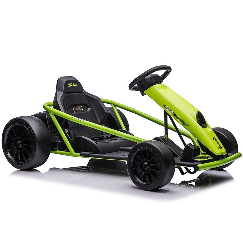 24V Electric Dual 300w Motors Go Kart Ride on Car Toy for Kids, White - Green
